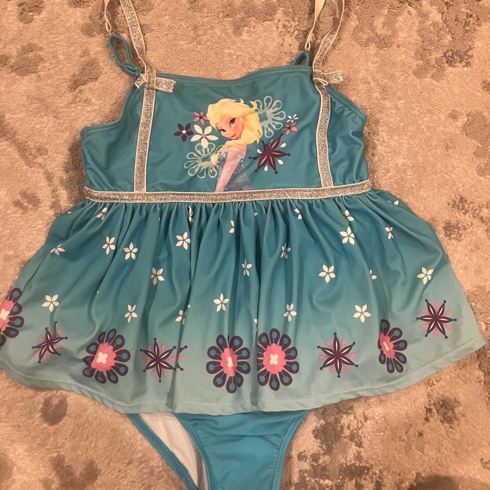 Disney Store Girls' Blue Elsa Swimsuit
